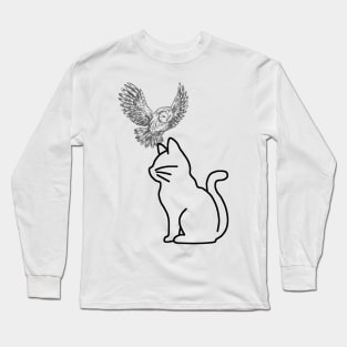 A cat & Owl Long Sleeve T-Shirt